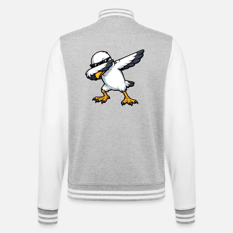 Mouette à tamponner - Veste Teddy - gris chiné / blanc