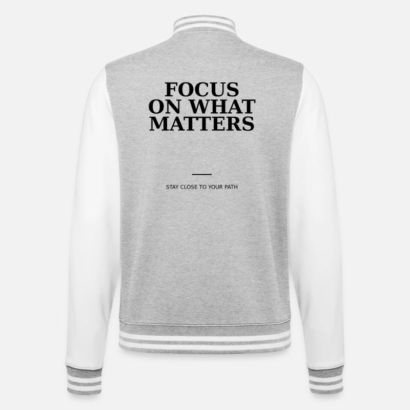Focus On What Matters - College Sweat Jacket - heather grey/white