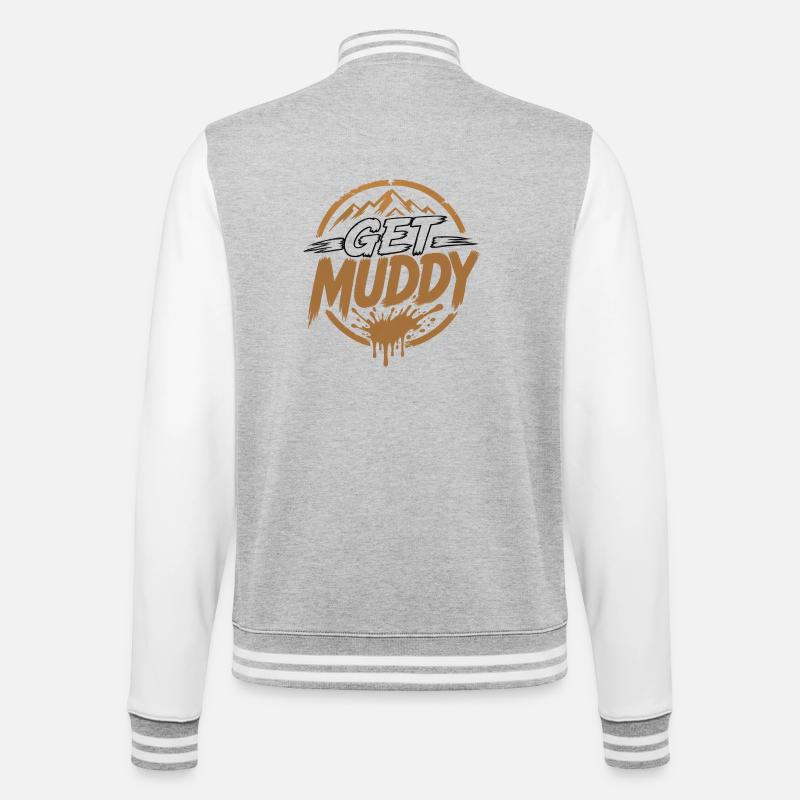 Get Muddy - College-Sweatjacke - Grau meliert/Weiß