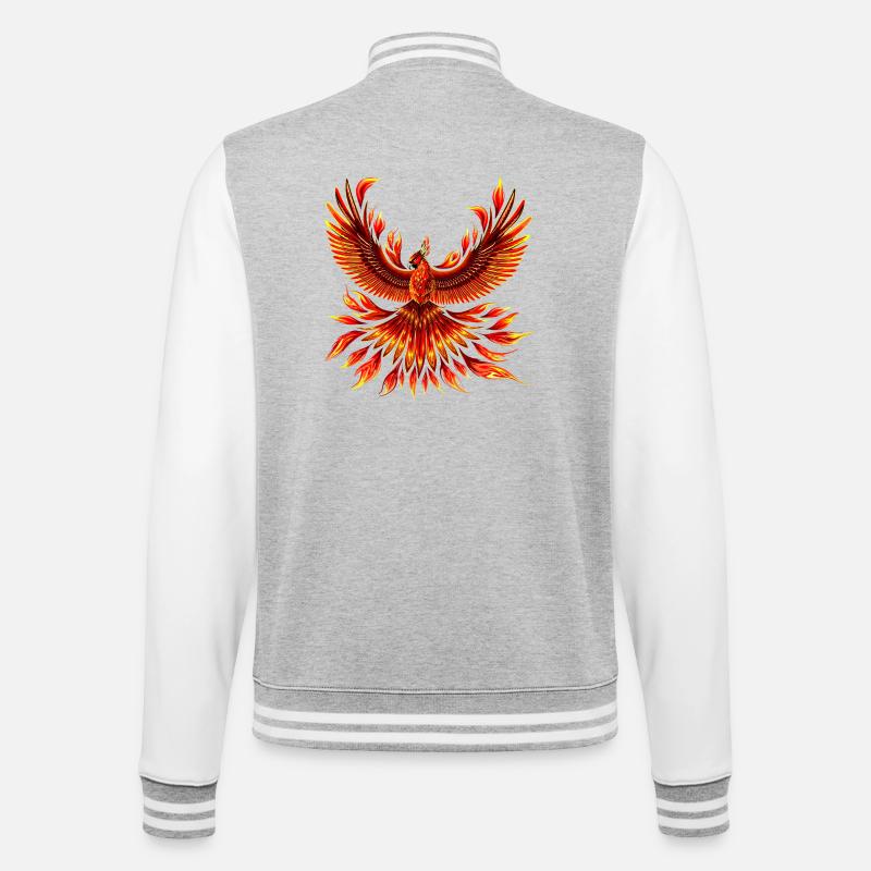 Phönix-Feuervogel - College-Sweatjacke - Grau meliert/Weiß
