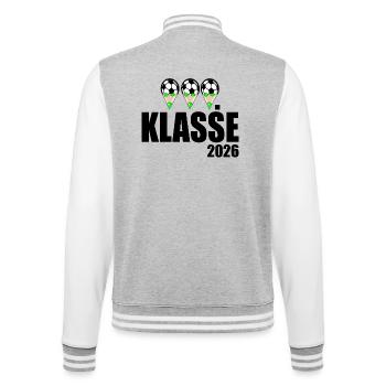 Fußball 3. Klasse 2026 - College-Sweatjacke - Grau meliert/Weiß - Hinten - Marisol (170cm)