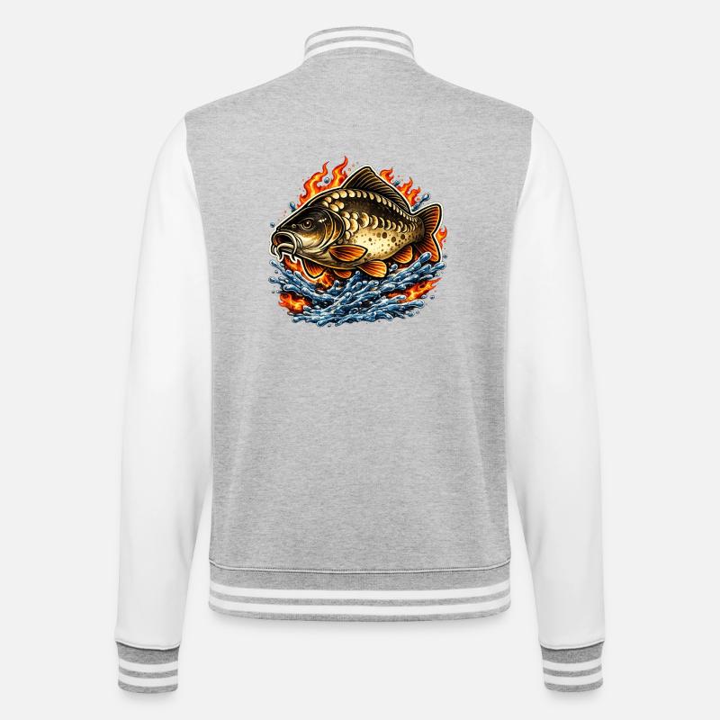 Carpe miroir - Veste Teddy - gris chiné / blanc