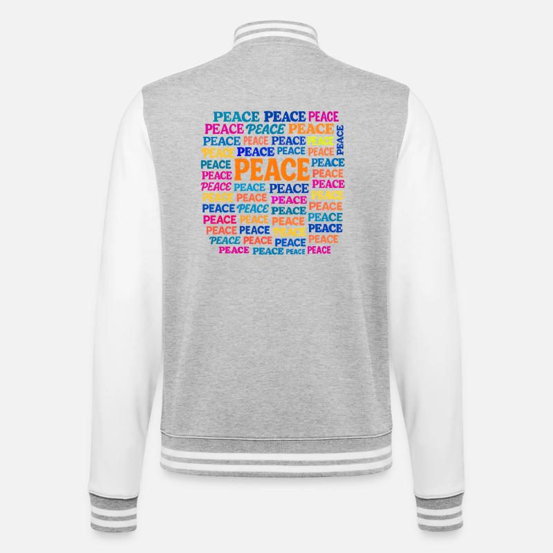 Peace - College Sweat Jacket - heather grey/white