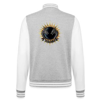 Sibi-Rex-es-Dragon-Crest - College-Sweatjacke - Grau meliert/Weiß - Hinten - Marisol (170cm)