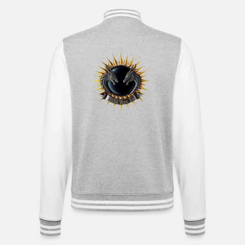 Sibi-Rex-es-Dragon-Crest - College-Sweatjacke - Grau meliert/Weiß
