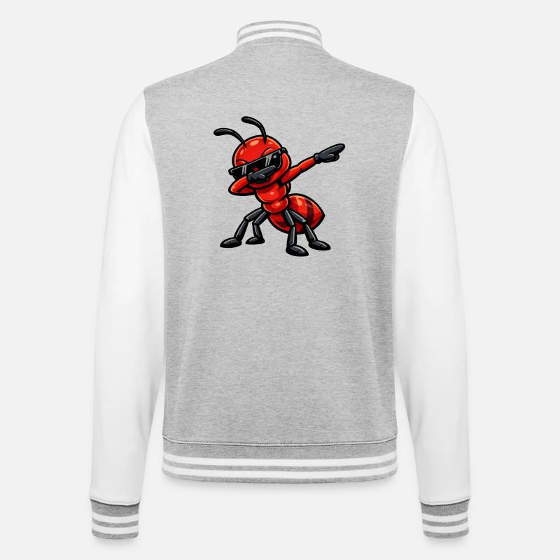 Dabbing Ameise - College-Sweatjacke - Grau meliert/Weiß