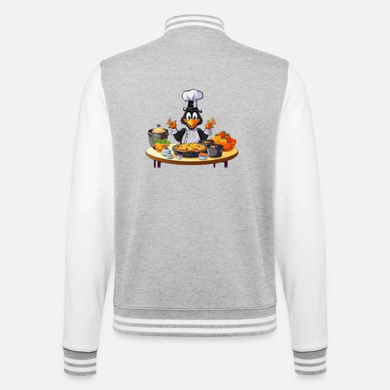 Kitchen Duck Chef Design - Veste Teddy - gris chiné / blanc