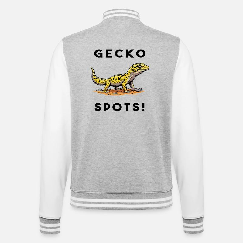 Gecko Leopard Bask Lizard Terrarium - College Sweat Jacket - heather grey/white