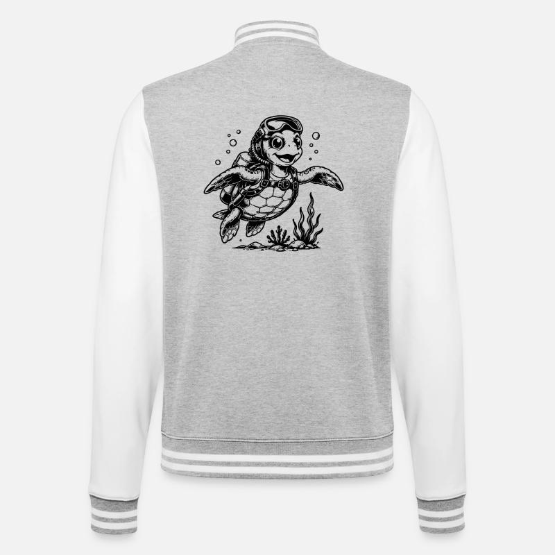 Turtle diver with oxygen tank - College Sweat Jacket - heather grey/white