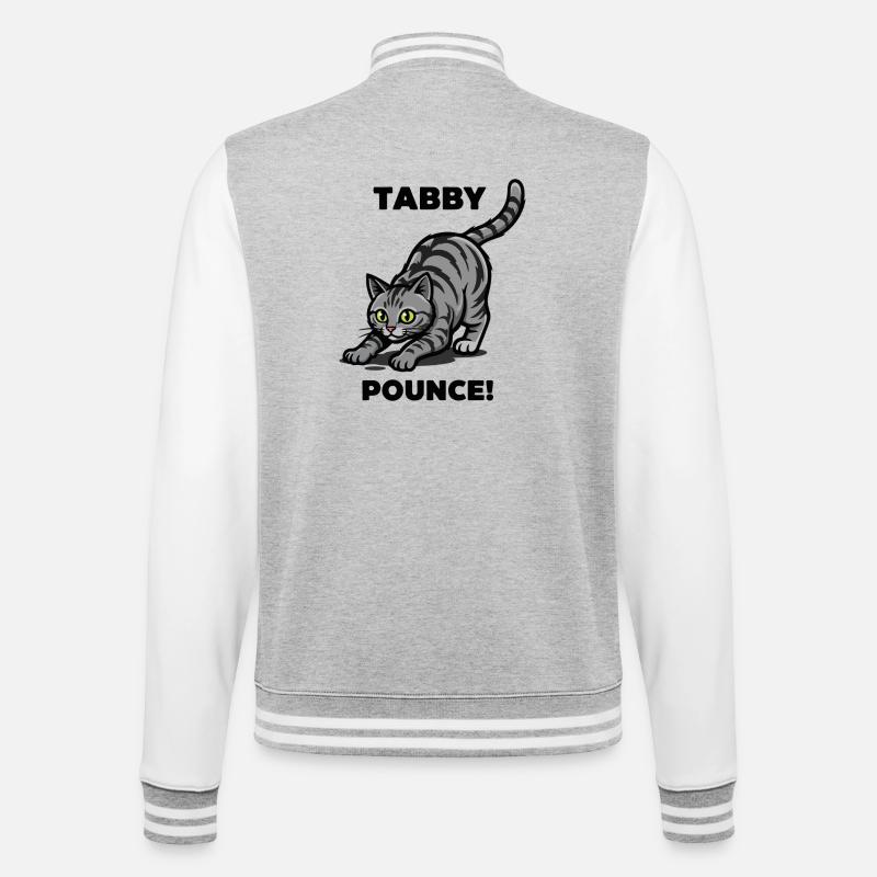 Tigerkatze Tabby springt Katzenjagd - College-Sweatjacke - Grau meliert/Weiß