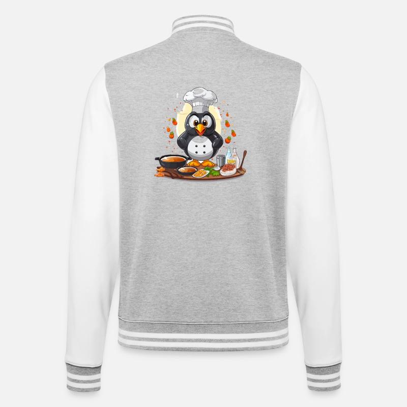 Kitchen Penguin Chef Design - Veste Teddy - gris chiné / blanc