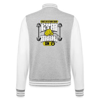 Shut Up & Turn Your Gym Mode On - College Sweat Jacket - heather grey/white - Back - Marisol (170cm)