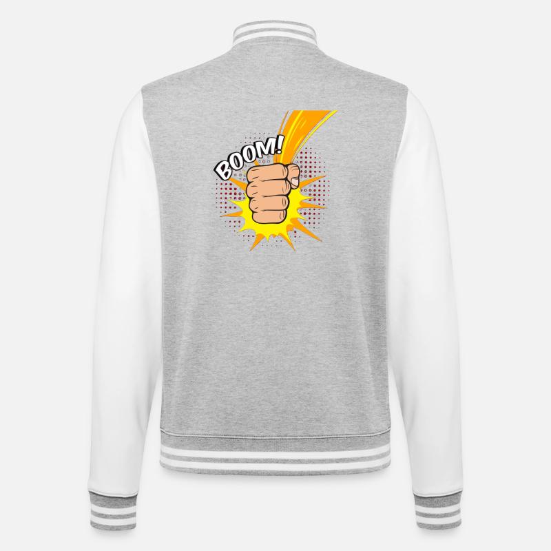 Faust - College-Sweatjacke - Grau meliert/Weiß