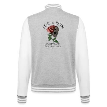 Rose x Ruin - Beauty fades - College-Sweatjacke - Grau meliert/Weiß - Hinten - Marisol (170cm)