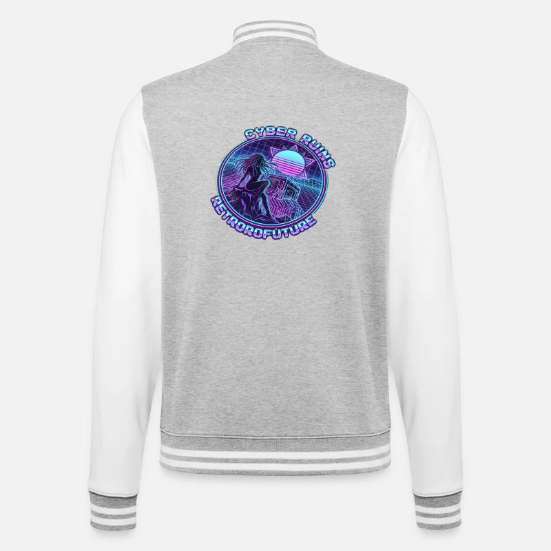 Cyber Ruins RetroFuture - Veste Teddy - gris chiné / blanc
