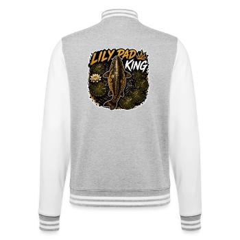 Lily Pad King Carp Fishing Design - College Sweat Jacket - heather grey/white - Back - Marisol (170cm)