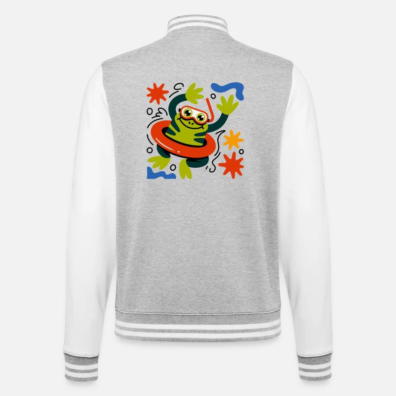 Fun de grenouilles d’été - Veste Teddy - gris chiné / blanc