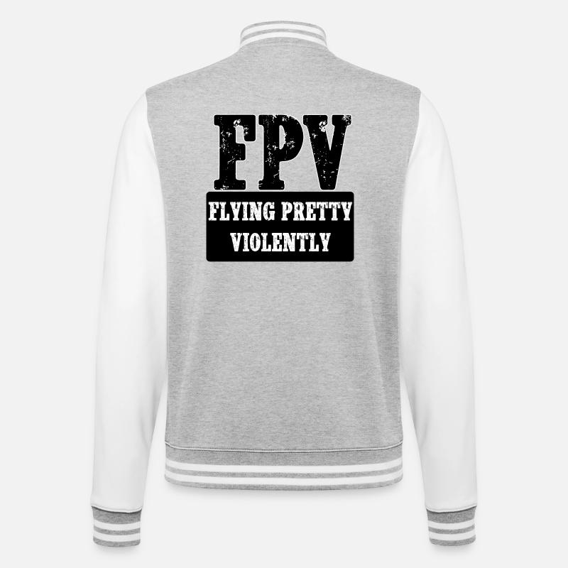 FPV Flying Pretty Violently - College Sweat Jacket - heather grey/white