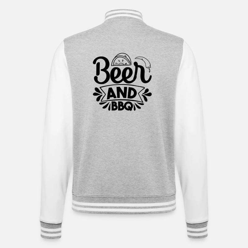 Beer BBQ - College Sweat Jacket - heather grey/white