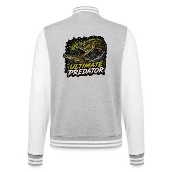 Pike Fishing Ultimate Predator T-Shirt - College Sweat Jacket - heather grey/white - Back - Marisol (170cm)