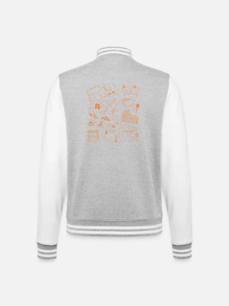 Italia Reise Collage: Landmark & Strand - College-Sweatjacke - Grau meliert/Weiß