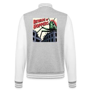 Grashüpfer Angriff - College-Sweatjacke - Grau meliert/Weiß - Hinten - Marisol (170cm)