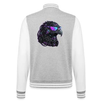 Cyberpunk Eagle Streetwear Mech - Veste Teddy - gris chiné / blanc - Dos - Marisol (170cm)