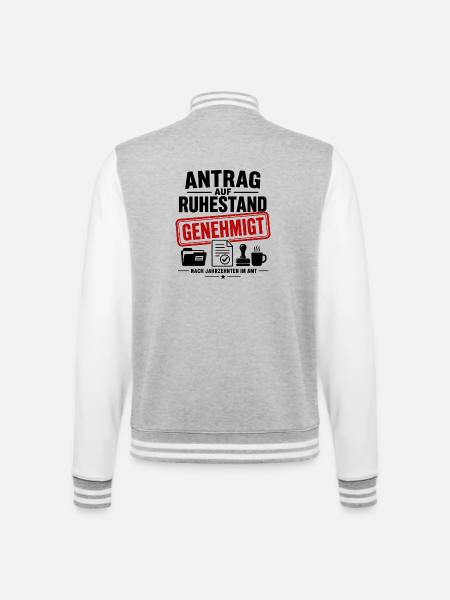 Antrag auf Ruhestand genehmigt - College-Sweatjacke - Grau meliert/Weiß