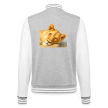 Lion in watercolour style - artist motif Jörg Langhans - College Sweat Jacket - heather grey/white - Back - Marisol (170cm)