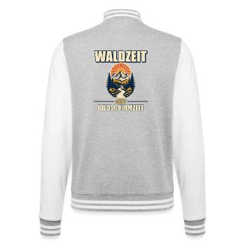 Waldzeit Naturpause - College-Sweatjacke - Grau meliert/Weiß - Hinten - Marisol (170cm)