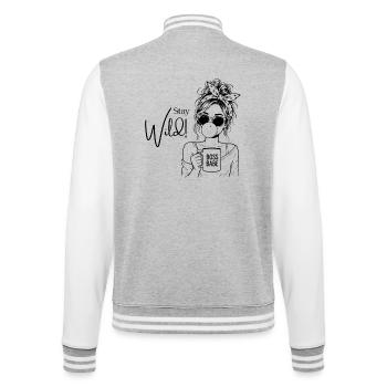 Stay wild - Femme Shirt Coffee Love Statement - Veste Teddy - gris chiné / blanc - Dos - Marisol (170cm)