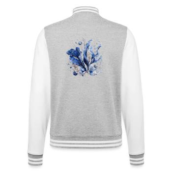 Blaue Blätter und Meereskorallen - College-Sweatjacke - Grau meliert/Weiß - Hinten - Marisol (170cm)