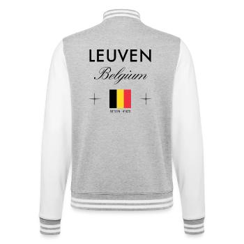 Leuven Belgien Koordinaten Reise Souvenir - College-Sweatjacke - Grau meliert/Weiß - Hinten - Marisol (170cm)