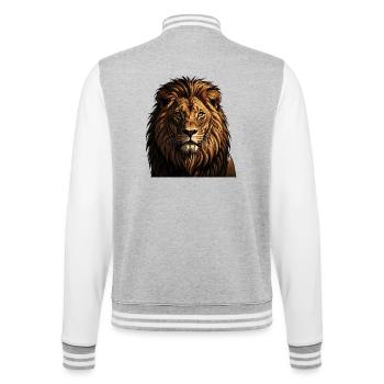 Kämpfender Löwe  - College-Sweatjacke - Grau meliert/Weiß - Hinten - Marisol (170cm)