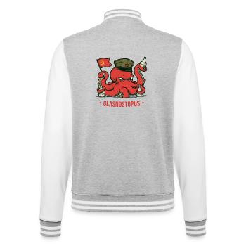 Soviet Octopus Glasnostopus - College Sweat Jacket - heather grey/white - Back - Marisol (170cm)