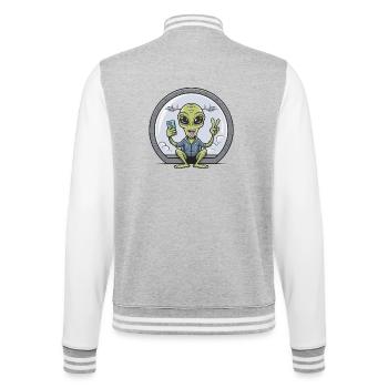 Alien Selfie With Fighter Jets - College Sweat Jacket - heather grey/white - Back - Marisol (170cm)