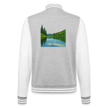 Forest reflections on a peaceful lake - College Sweat Jacket - heather grey/white - Back - Marisol (170cm)