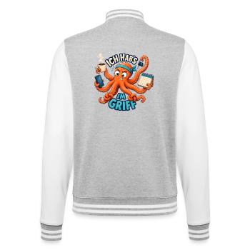 Ich hab's im Griff – Oktopus Multitasking - College-Sweatjacke - Grau meliert/Weiß - Hinten - Marisol (170cm)