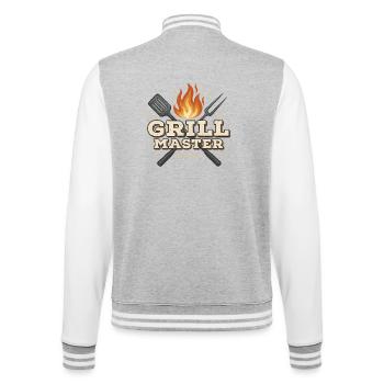Grillmeister Motiv Flamme Grillzubehör Desig - College-Sweatjacke - Grau meliert/Weiß - Hinten - Marisol (170cm)