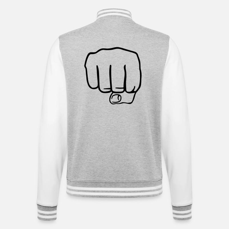 Faust - College-Sweatjacke - Grau meliert/Weiß