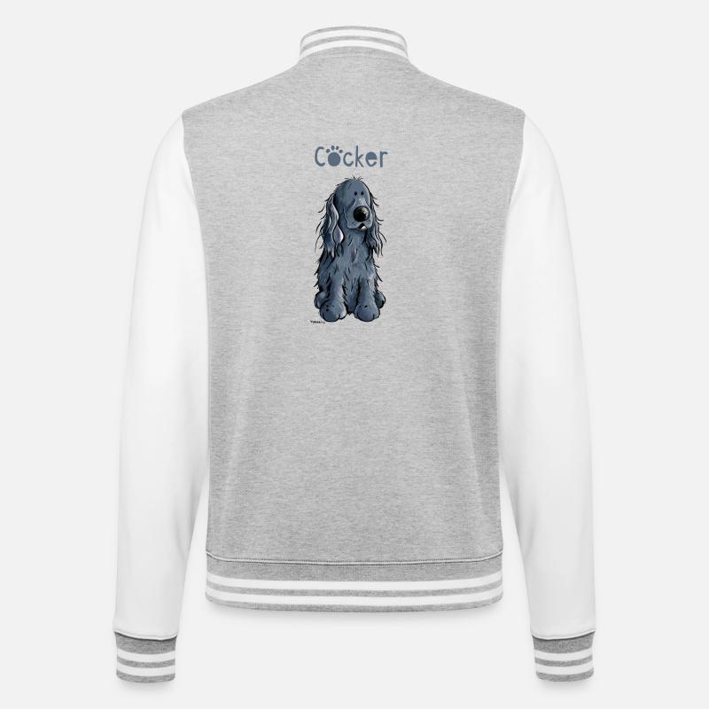 Funny Black Cocker Spaniel - College Sweat Jacket - heather grey/white