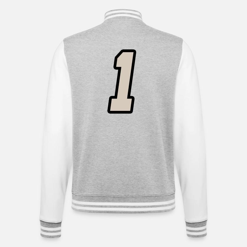 Nummer Eins 1 - College-Sweatjacke - Grau meliert/Weiß