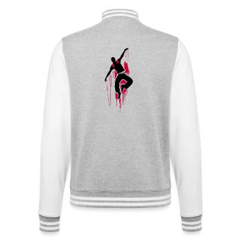 Breakdancer Tänzer Silhouette in Rot Schwarz - College-Sweatjacke - Grau meliert/Weiß - Hinten - Marisol (170cm)