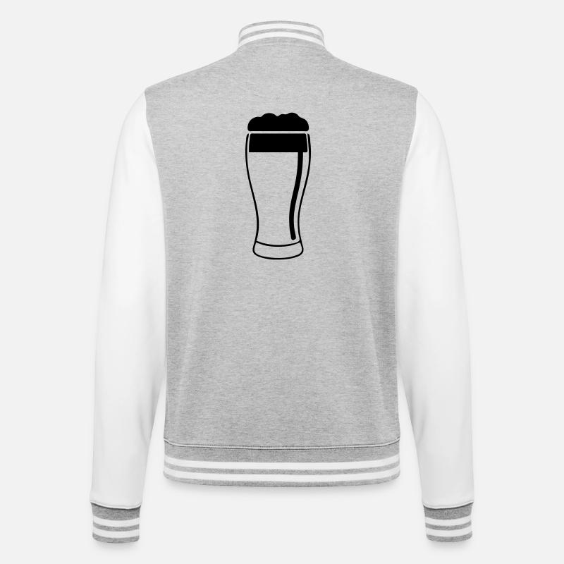 Bierglas mit üppigem Schaum - College-Sweatjacke - Grau meliert/Weiß