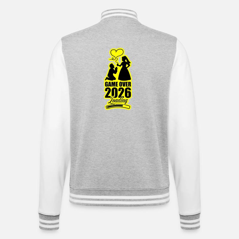 Game Over 2026 Wedding - College Sweat Jacket - heather grey/white