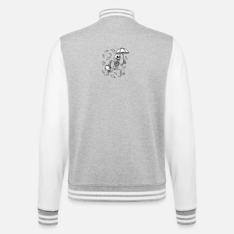 Memento mori - College-Sweatjacke - Grau meliert/Weiß