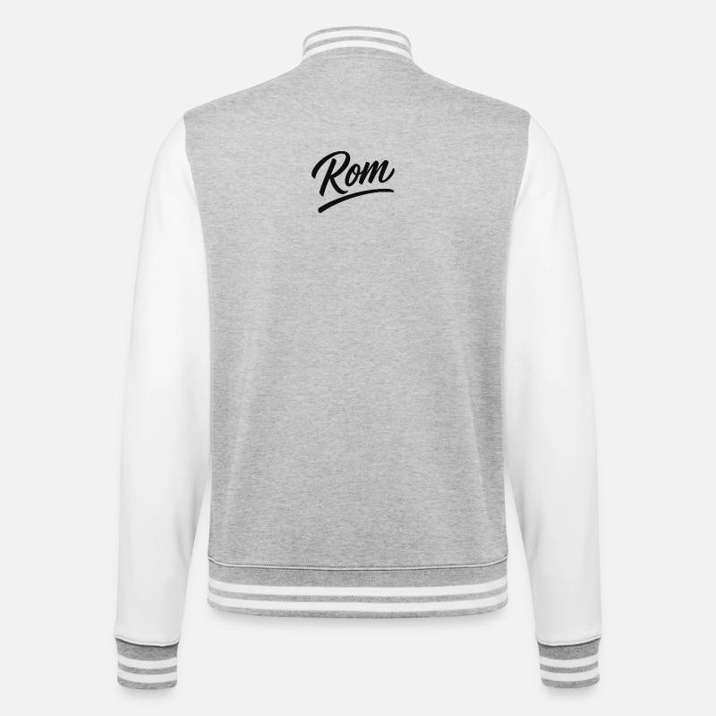 Rom Script Lettering Subline - College Sweat Jacket - heather grey/white