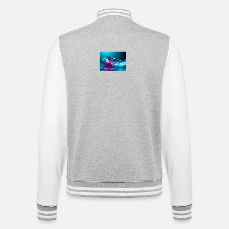 Neon Shark Sprinter Design - Veste Teddy - gris chiné / blanc