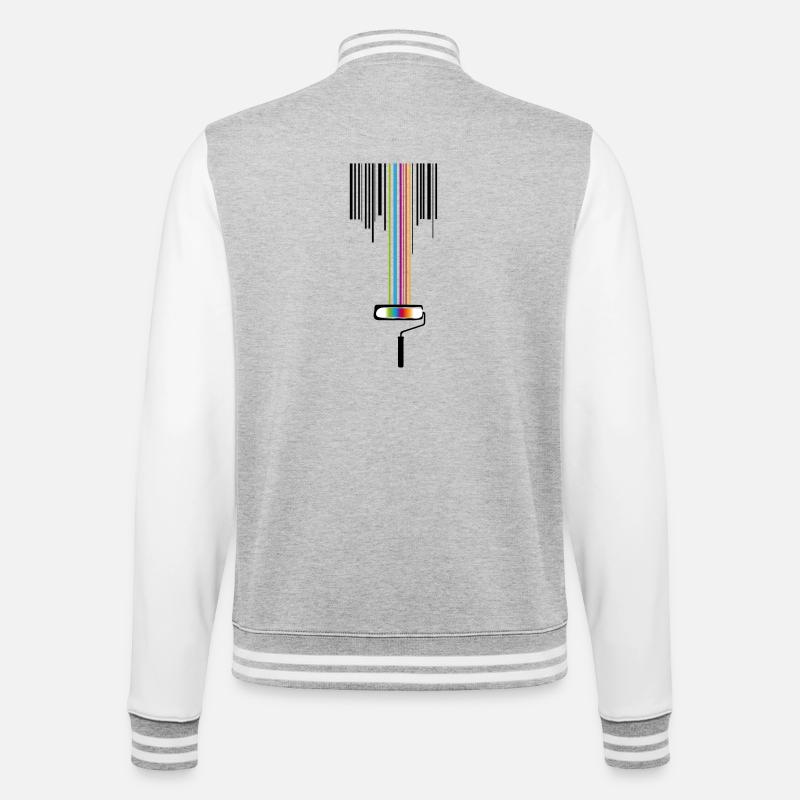 Farbrolle mit Strichcode - College-Sweatjacke - Grau meliert/Weiß