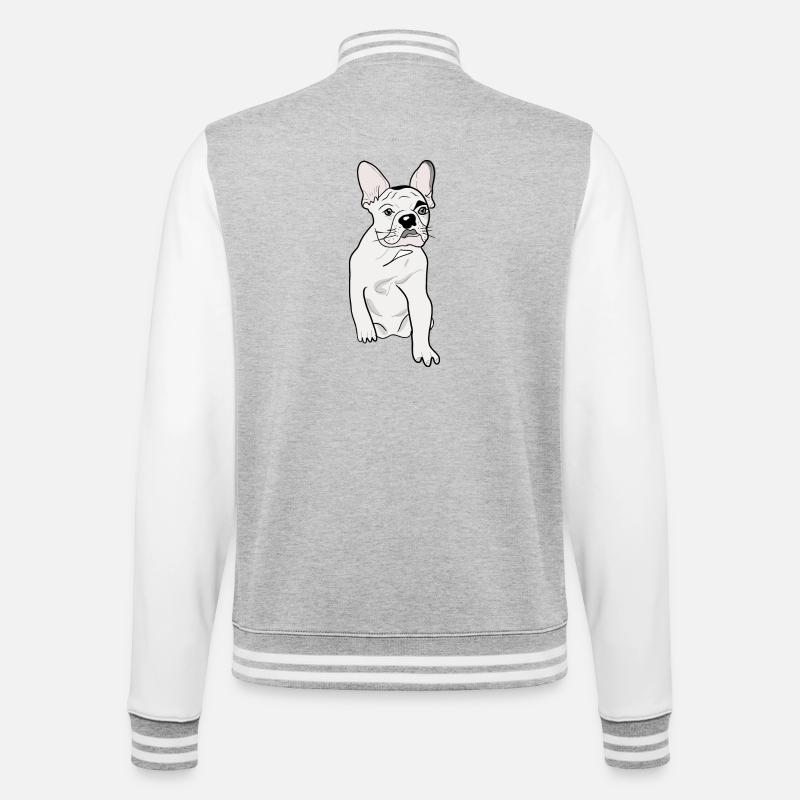 CUTE PUG - College Sweat Jacket - heather grey/white